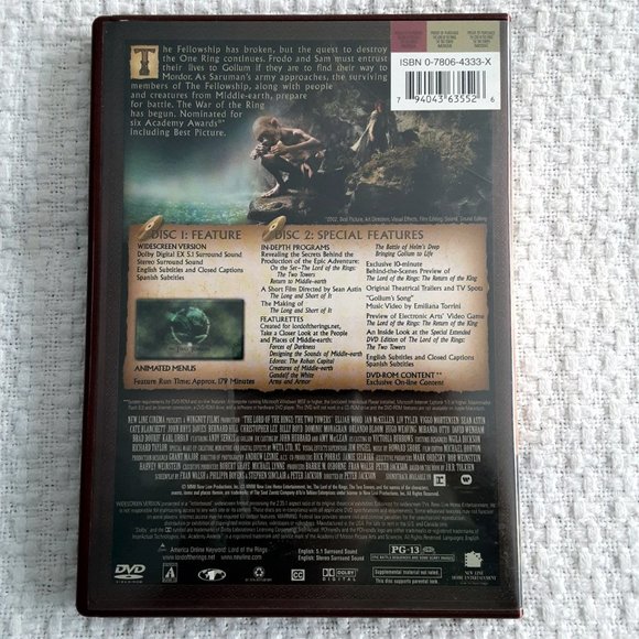 Lord of The Rings Trilogy DVD Widescreen 2 Disc Set - Picture 9 of 12